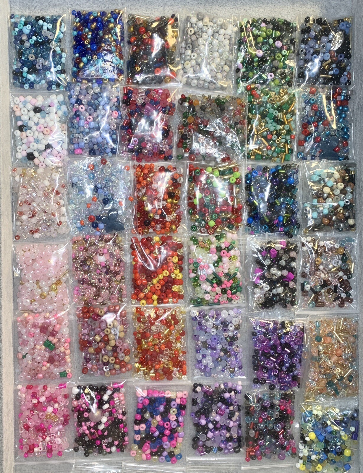 1 LB / 16 Oz/ 454 Grams Unique Mix Color Glass Seed Beads Lot 36 Packages