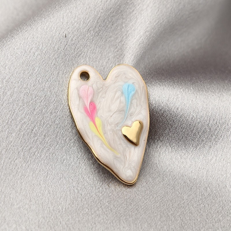 5pcs enamel large heart pendant for diy jewelry making 38x24mm