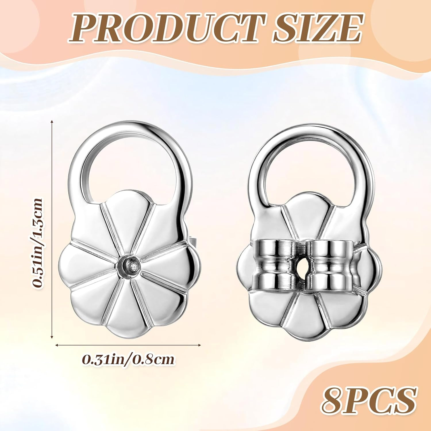 8 Pcs Earring Backs Lifters Earring Backs for Droopy Ears Adjustable Large Earri