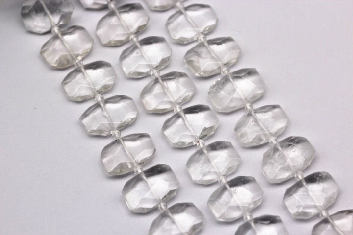 Clear Quartz Rectangle Slice Faceted Octagon Beads Approx 15x20mm 15.5″ Strand