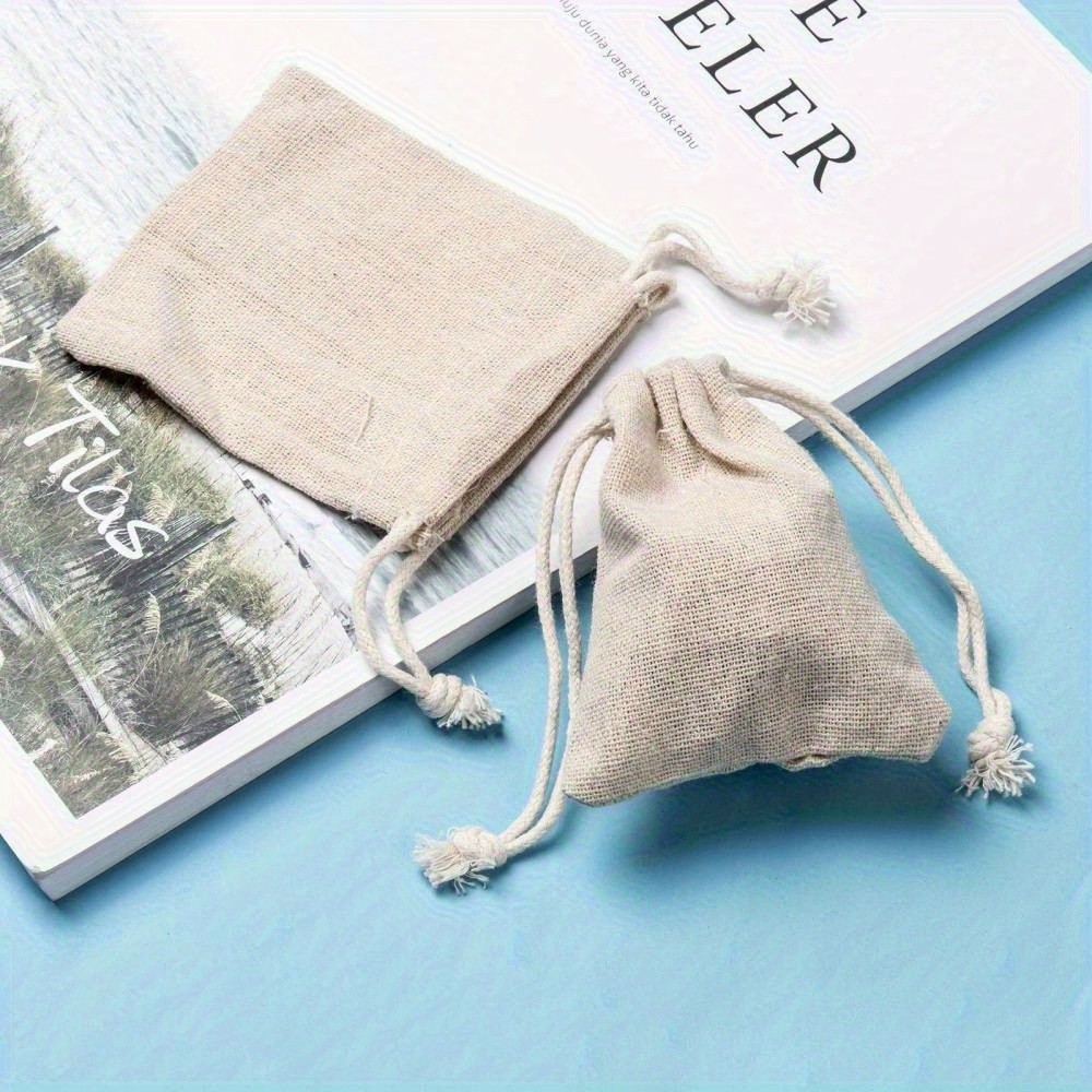 10pcs Cotton Packing Pouches Drawstring Bags Wheat 10x8cm Jewelry display