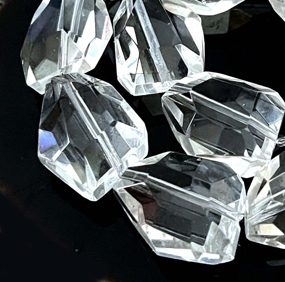 20x14mm Handmade Faceted Clear Rock Crystal Nugget Beads (10pcs)