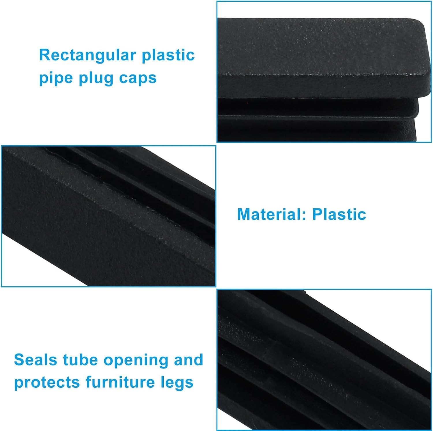 High-Quality 20 Count Rectangular End Caps – 2” x 0.4” for Furniture & Equipment