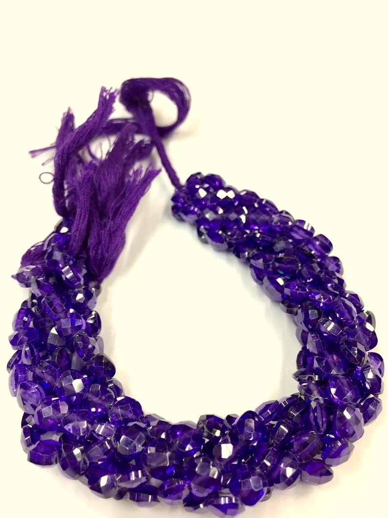 Amazing Shapes High Lusture Blue Zircon Faceted Beads 6 Strand Cube Shape Beads.