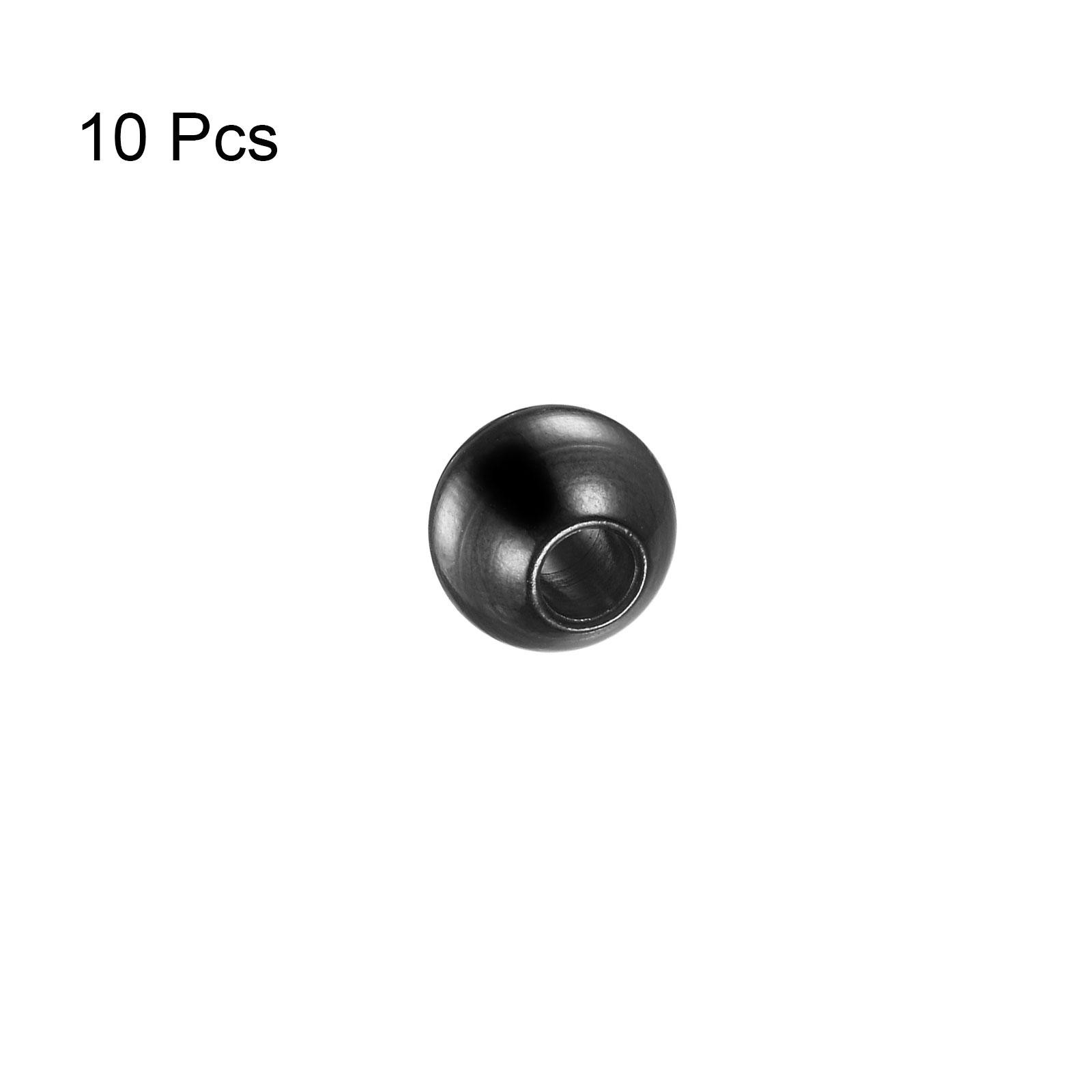 20pcs Beads 8mm Stainless Steel 3mm Hole Dia Bead for DIY Crafts Black