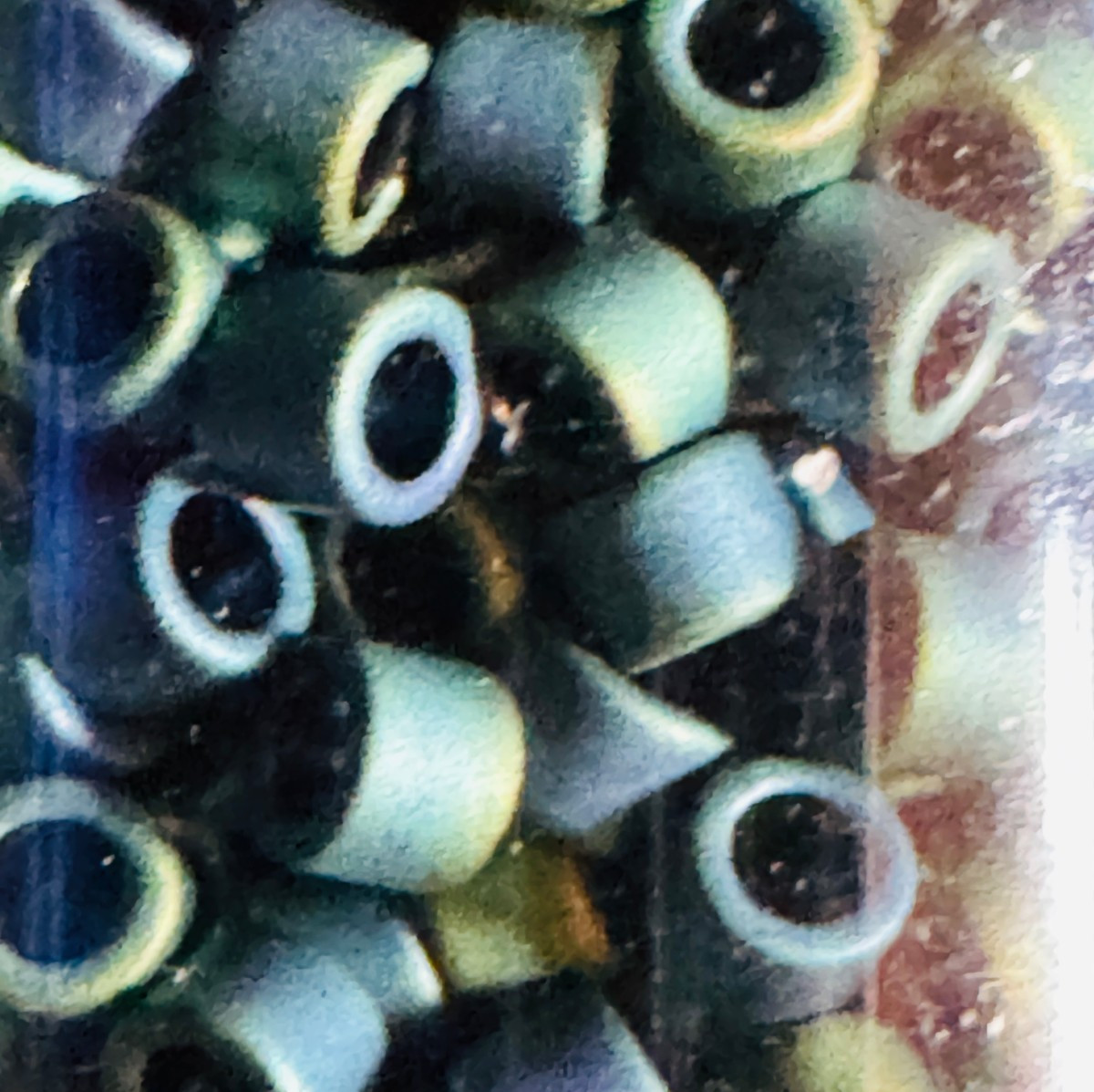 Glass Seed Bead Lot – 19 HQ Tubes – Iridescent Earth Tones – Different Sizes NOS