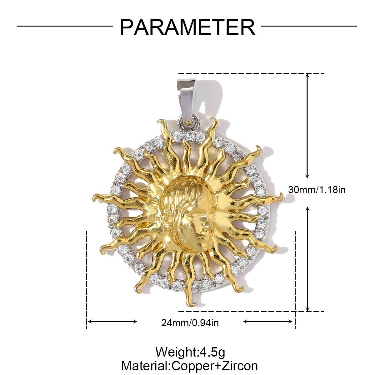 1PC Waterproof Gold Plated Stainless Steel Celestial Charm Pendant GQZ543