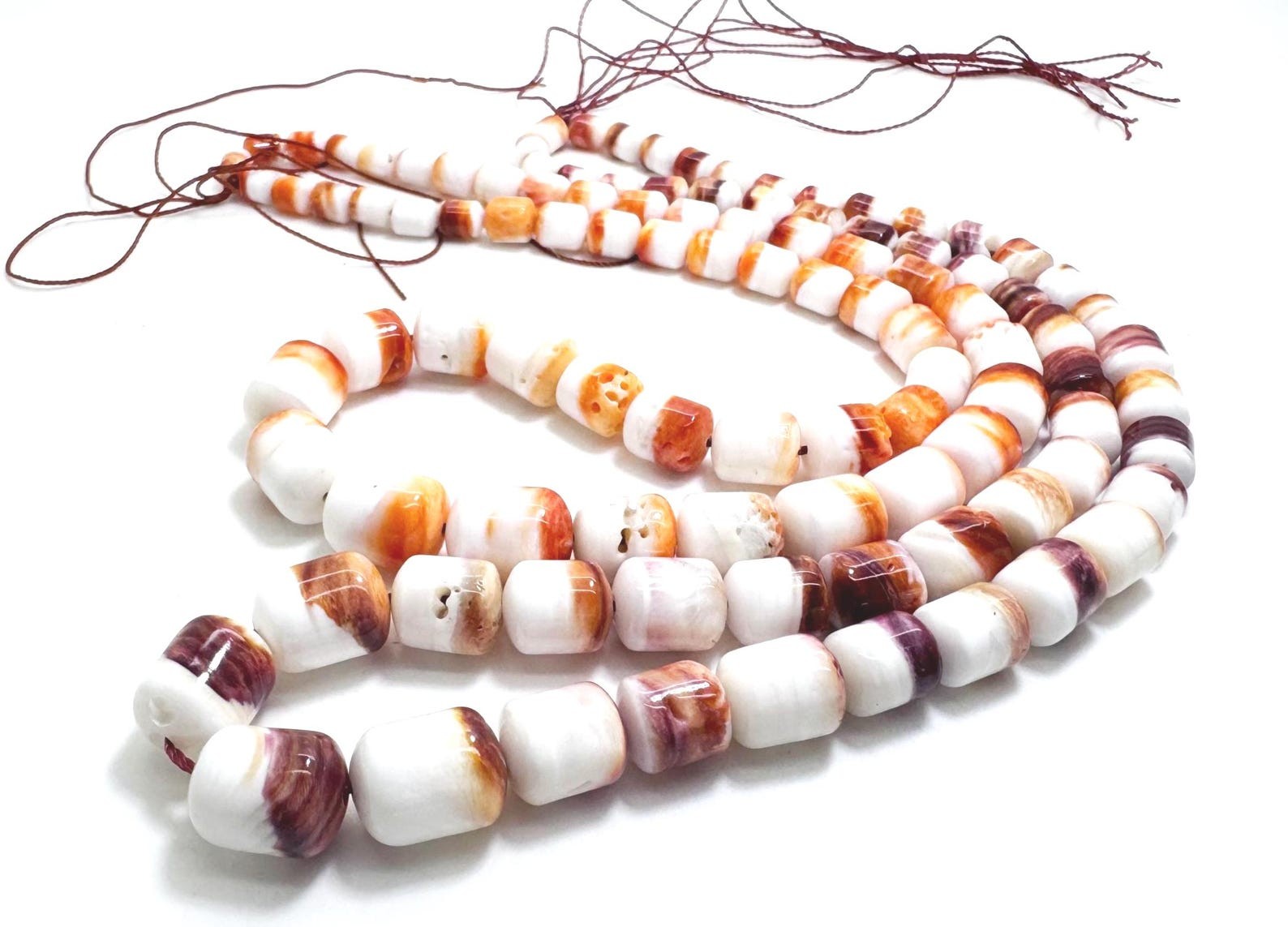 AAA Orange Purple white Graduated Spiny Oyster Shell Barrel Beads – PG230