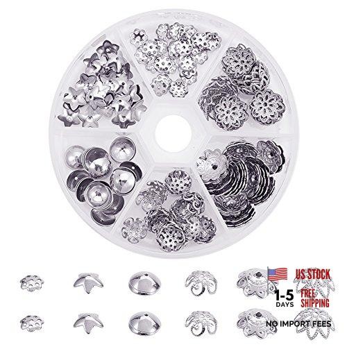 PandaHall Elite About 180 6 Styles-Length 6~10mm Stainless Steel Color-180 Pcs