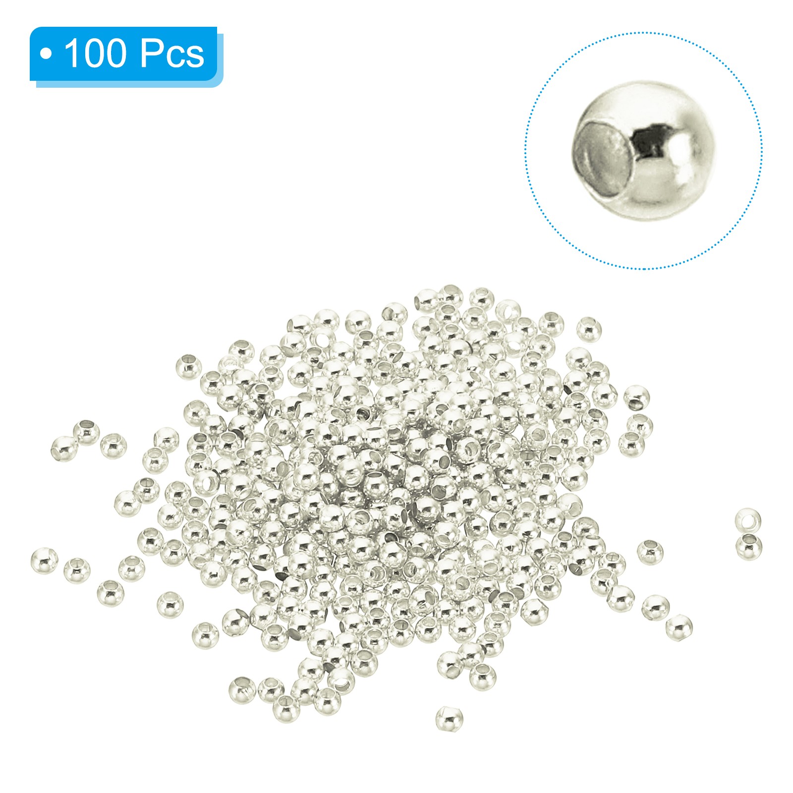 100PCS 3mm Silver Filled Spacer Beads for Jewelry Making