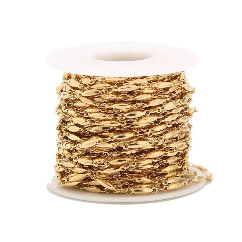 1Foot 2mm wide Waterproof Stainless Steel 18K Gold Plated Chunk Chain SSF119-G