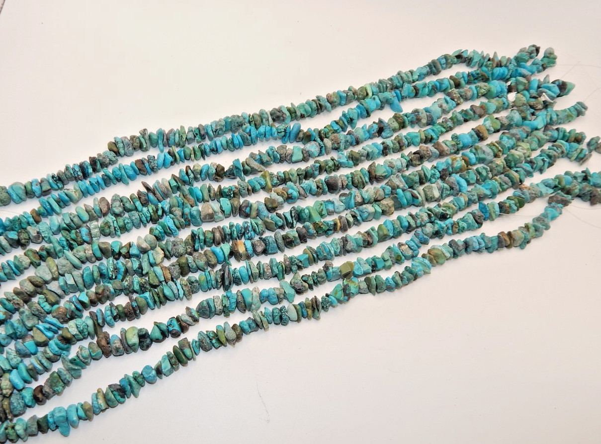 Turquoise 11mm x 3mm Chip Beads (may vary up to 5mm)(16″ Strand)