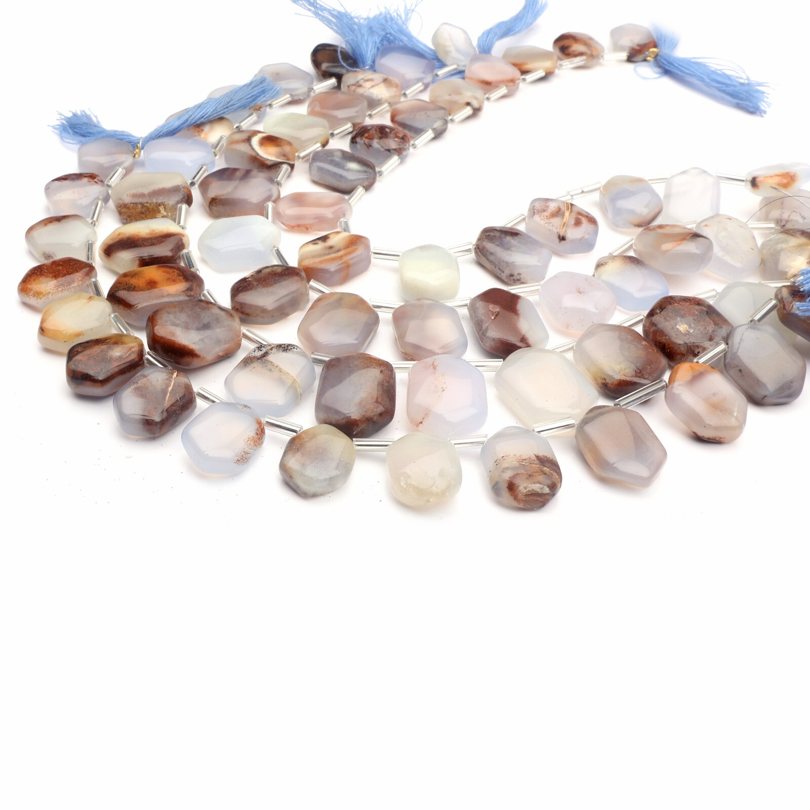 Natural Bio Chalcedony Beads 8 Inch Strand 11×13-11×15 MM Smooth Hexagon Shape
