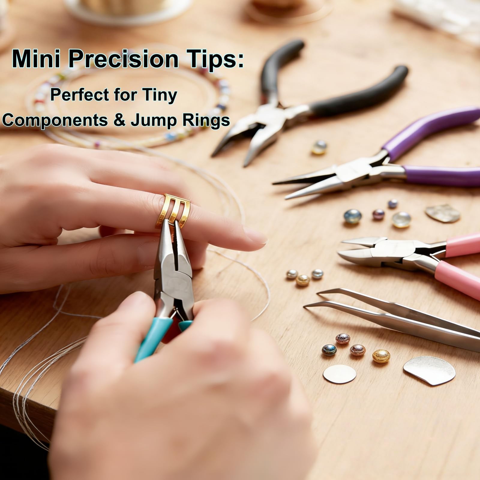 4pc Mini Jewelry Pliers Set: Flat, Bent, Round & Precision for Crafting & Repair