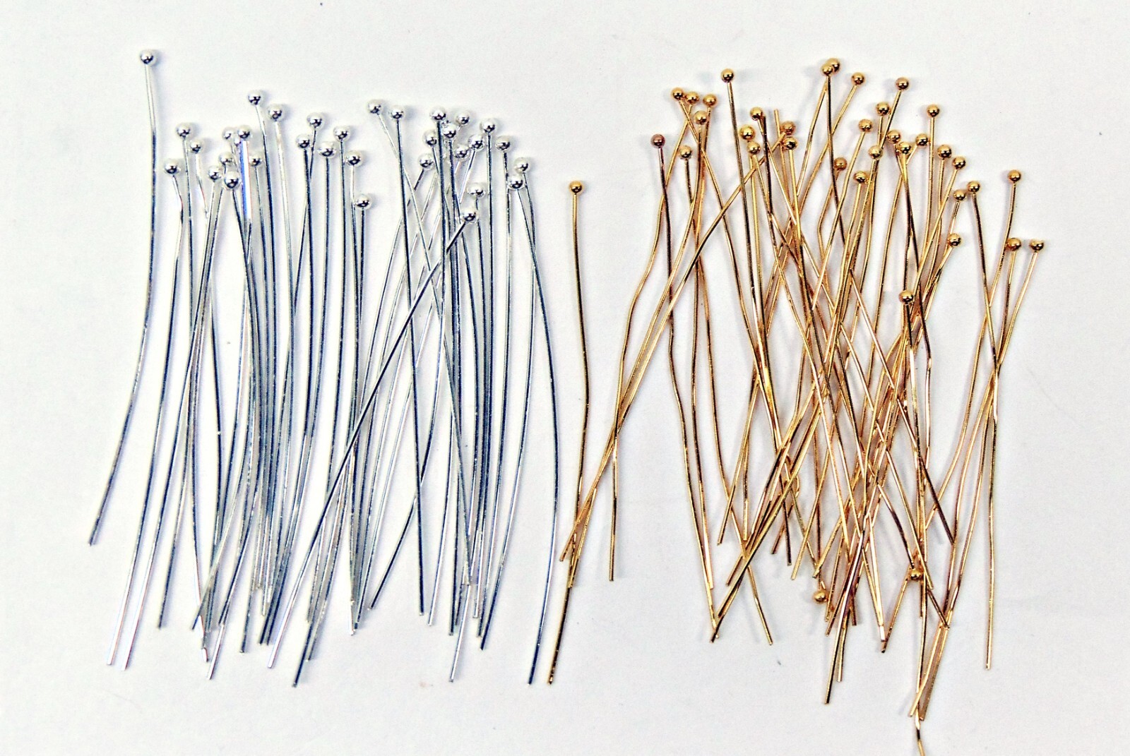 50 Silver Plated Brass BALL END HEAD Pins 2 inch 24 gauge No Lead No Nickel