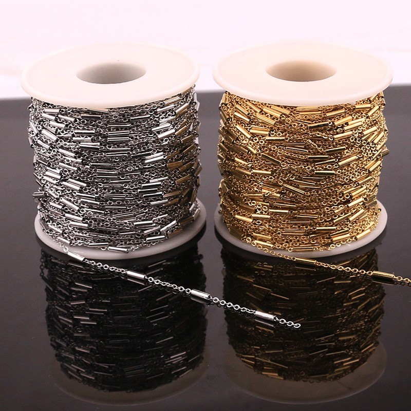 1Yard Waterproof No Tarnish Stainless Steel Gold/Rose Gold Plate Chain SSC04