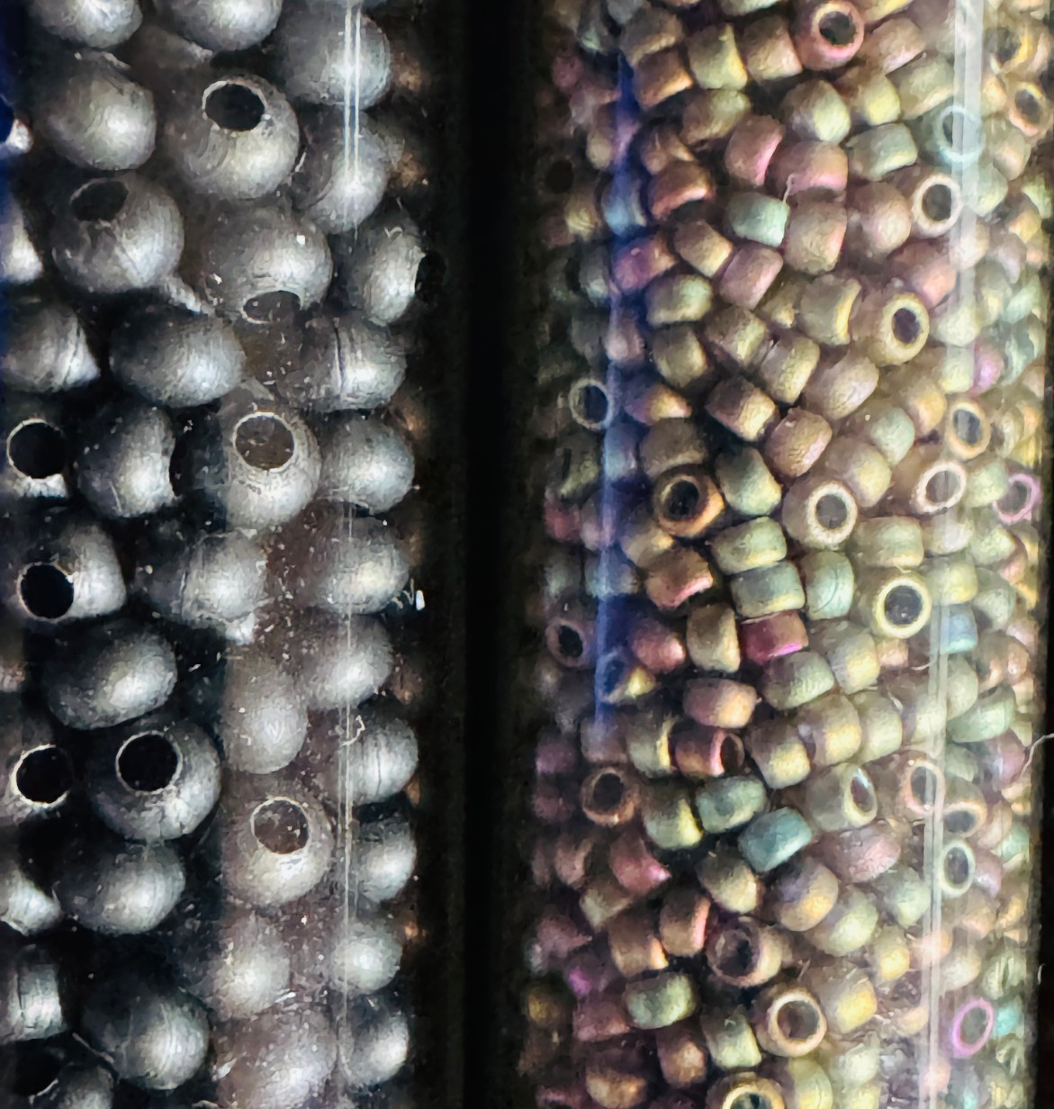 Glass Seed Bead Lot – 19 HQ Tubes – Iridescent Earth Tones – Different Sizes NOS