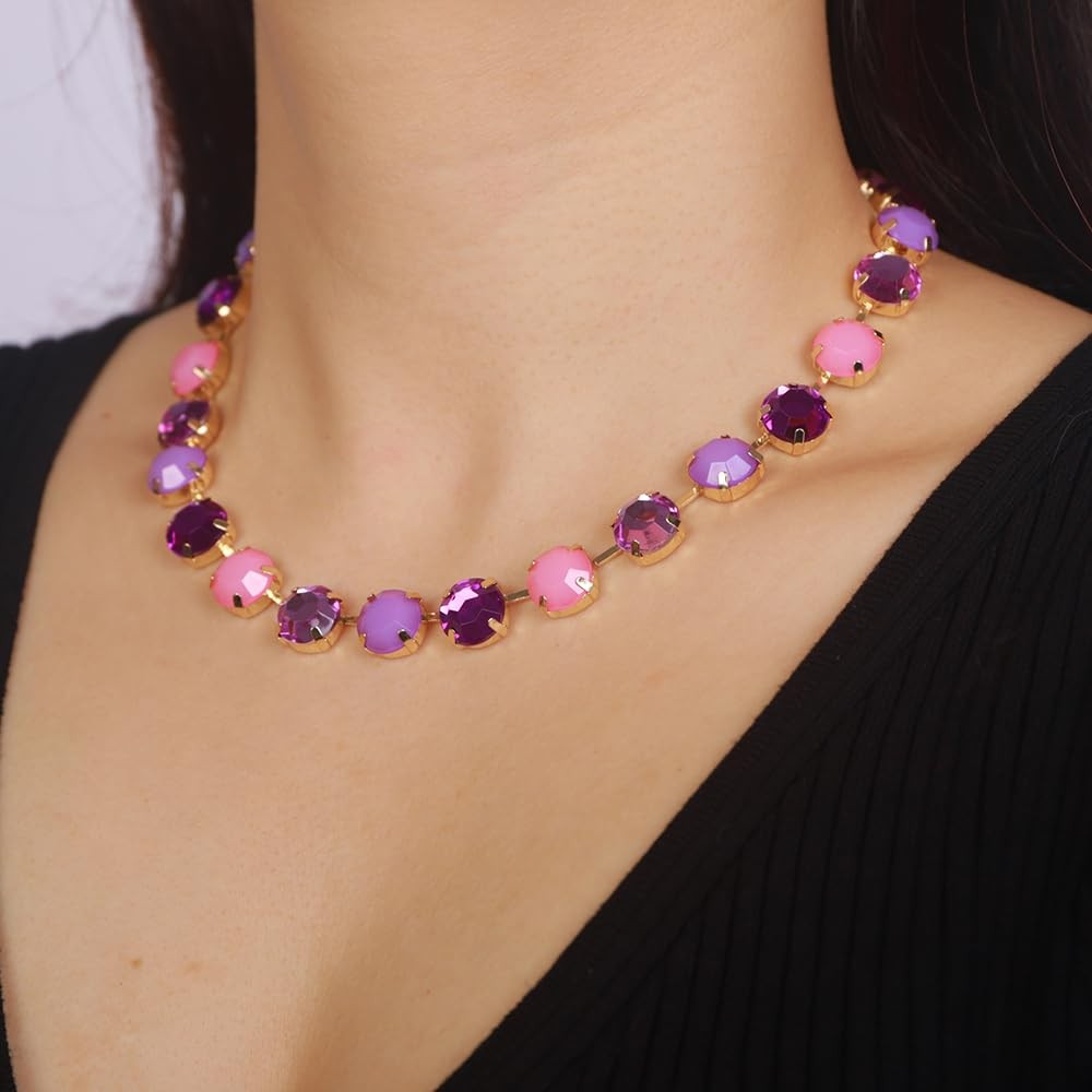 Fashion Prom Shinny Full Rhinestones Choker Necklace Earrings Set Dainty Sexy Bo
