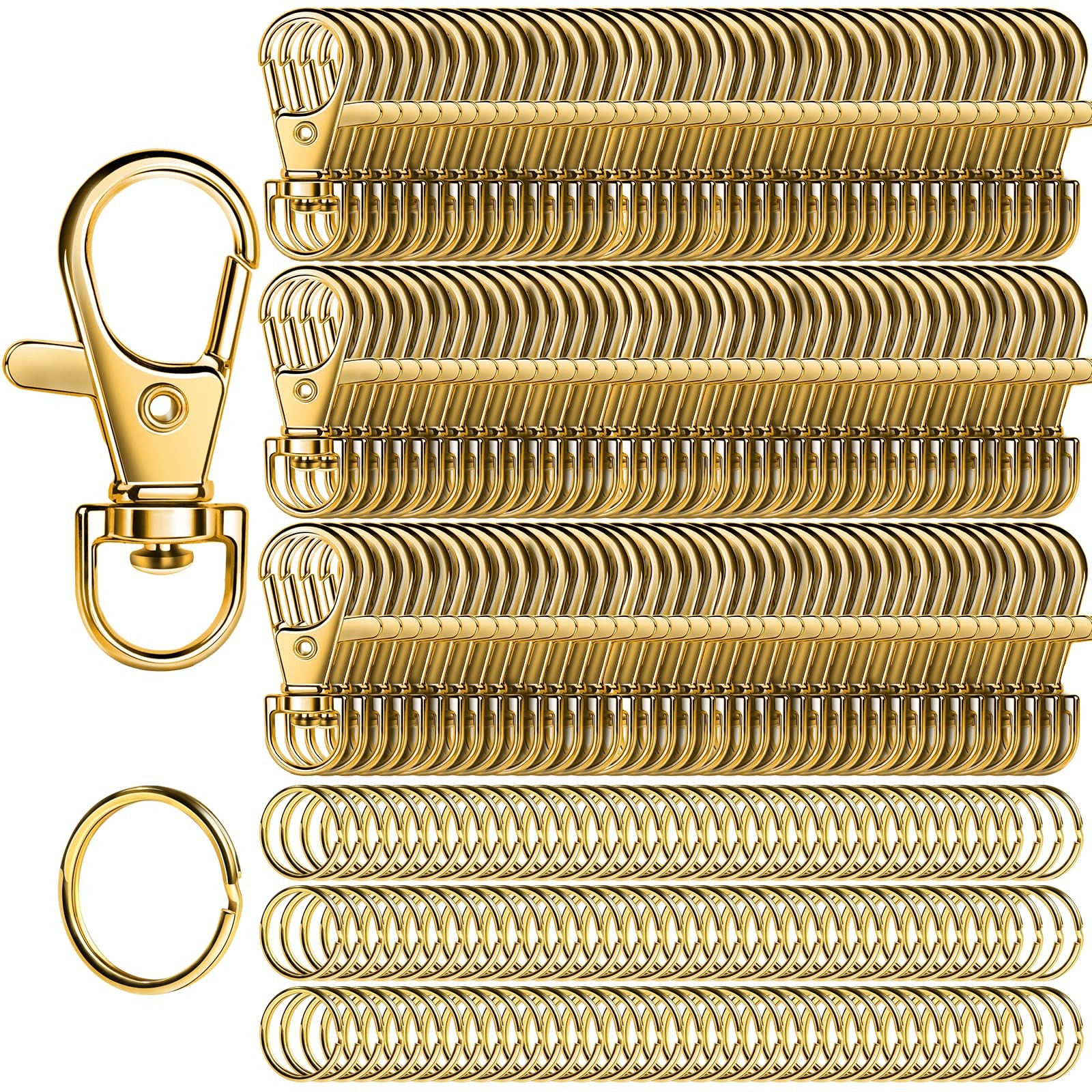 LEOBRO 240PCS Lobster Claw Clasps and Key Rings, 120PCS Keychain Clips and