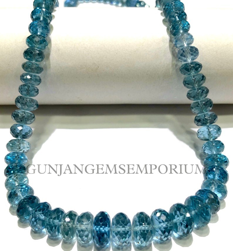 Rare~~Aquamarine Beads Blue Aquamarine Faceted Rondelle Beads 7/10mm Gemstone