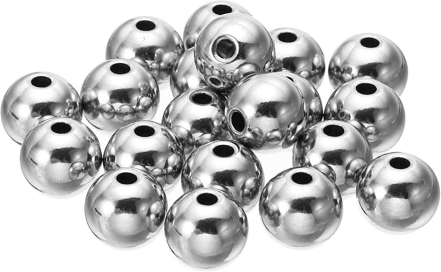 Smooth round Spacer Beads, 20 Pcs 12Mm OD 3Mm ID 304 Stainless Steel Loose Balls