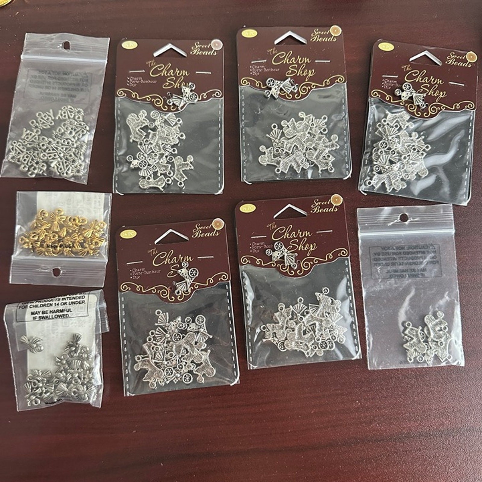 125 Charms! Assorted Gold and Silver Baby Charms Jewelry Making Crafts Supplies
