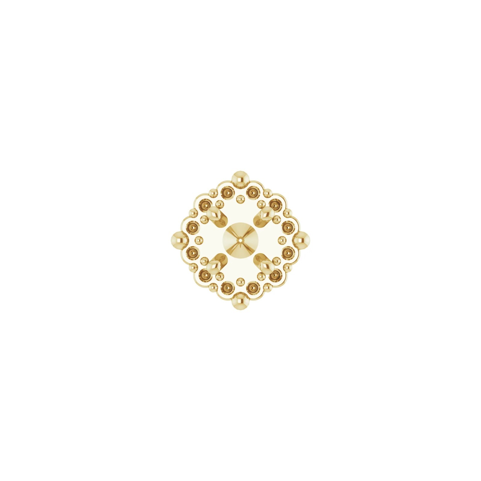 10K 14K 18K Gold, Platinum & Silver 4mm Round 4-Prong Halo-Style Earring Setting