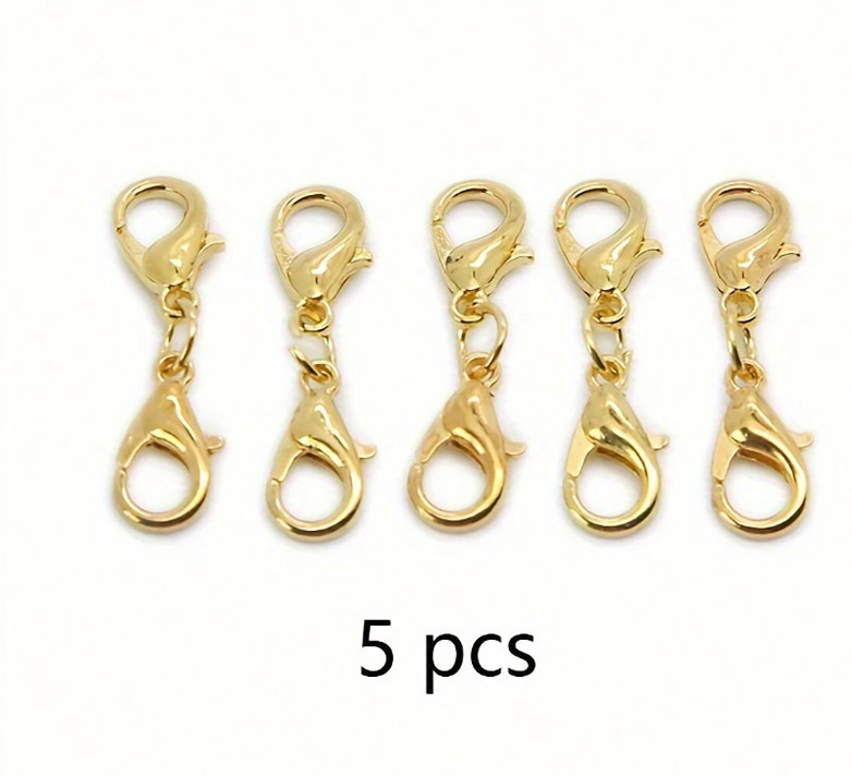 Double Lobster Clasp Extender 5 Pcs Double Claw Connector Silver/Gold Bracelet
