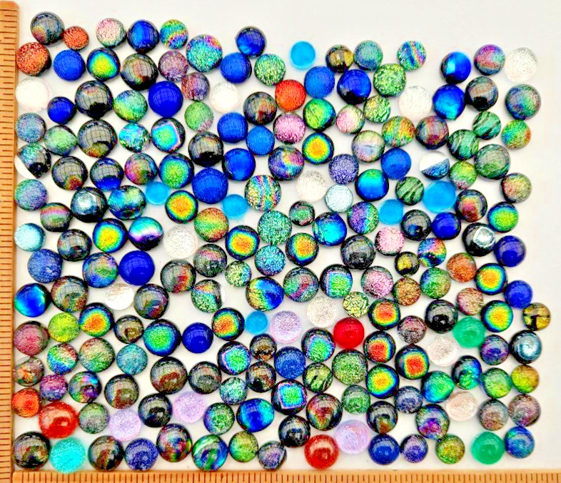 200+Extra-Small Handcrafted Dichroic Glass Cabochons/Lot/Jewelry Making/90 COE