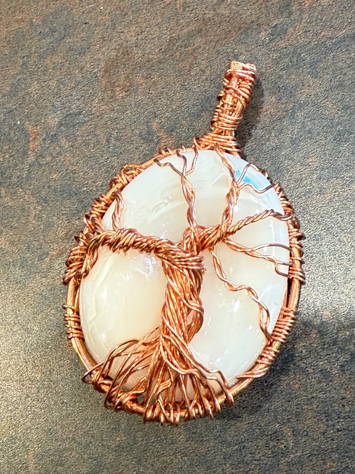 Hand Made Artisan Tree of Life Pendant White Glass for Crafting Jewelry Making