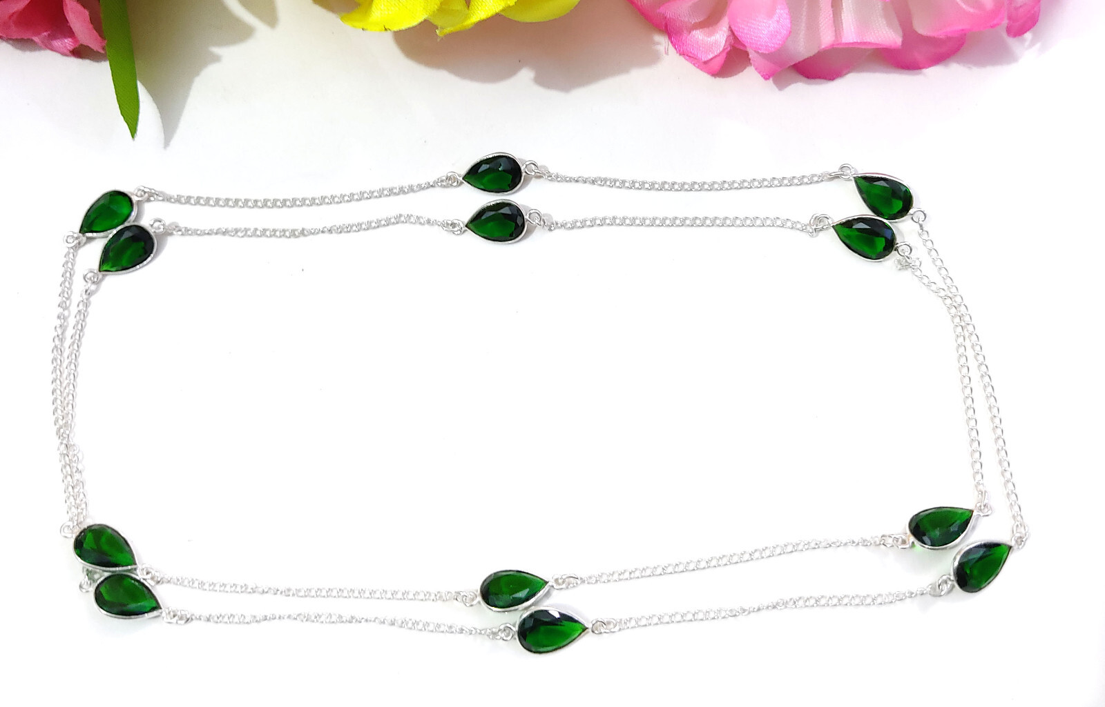 Chrome Diopside Gemstone 925 Sterling Silver Chain Necklace Size 36″ inche Gift