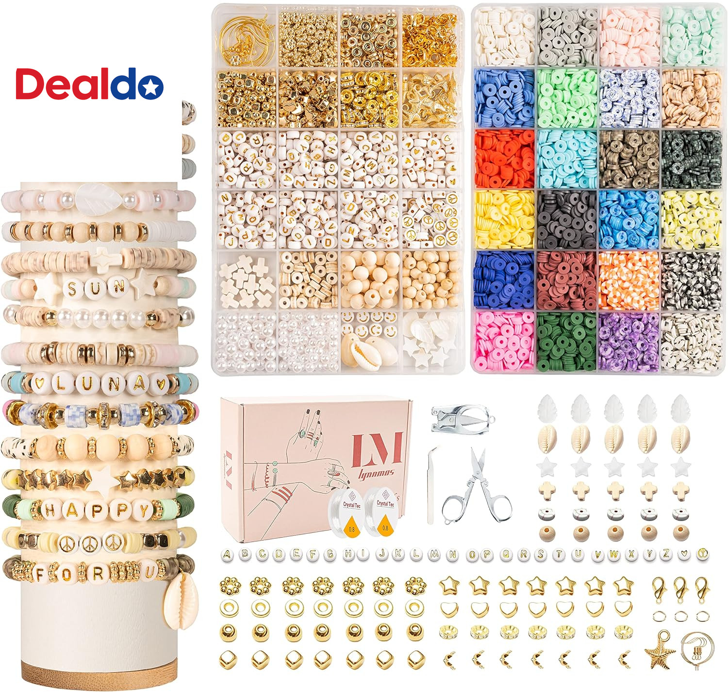 Clay Beads 8000 Pcs 2 Boxes Bracelet Making Kit – 24 Colors Polymer Clay Beads f