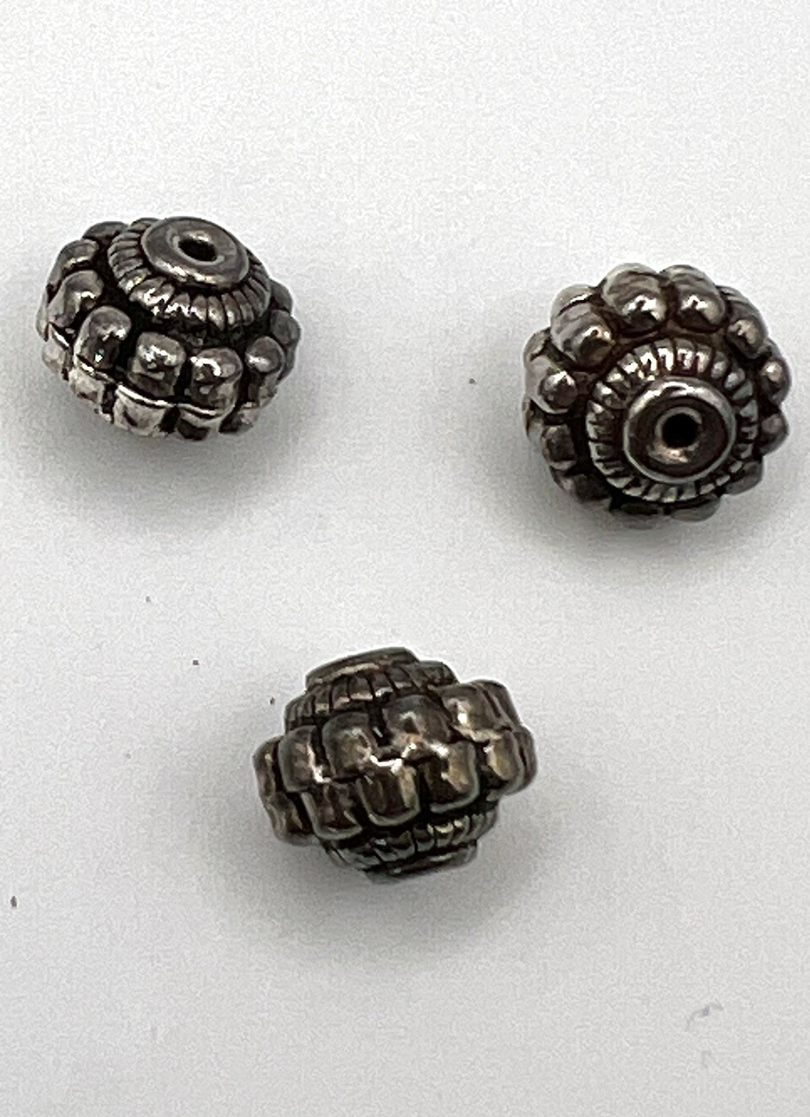 3 Sterling Silver Small Oxidized Bali Spacer Beads 9.5mm – SS112