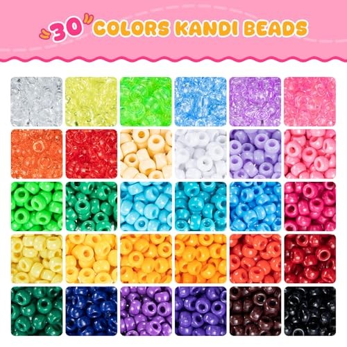 8400Pcs Pony Beads, 30 Colors 6x9mm Kandi Beads Bulk for 30colors8000pcs