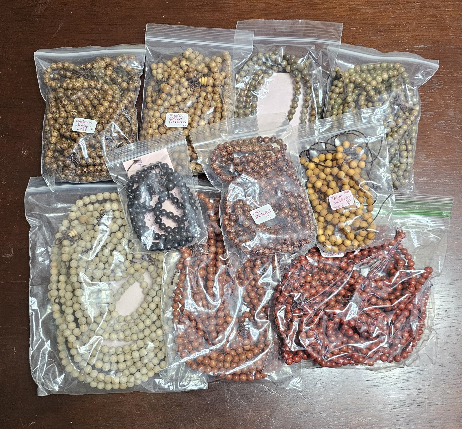 6MM Wood Mala Prayer Buddha Meditation Beads Round BULK LOT 45 STRANDS
