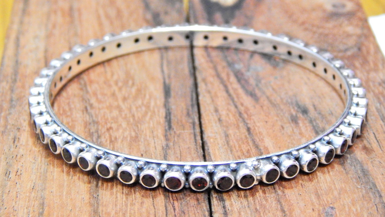 925 Sterling Silver Natural Garnet Bangle size 2-6 Gemstone Jewelry handmade