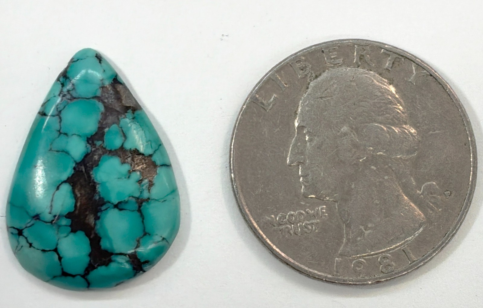 10 Carat Natural American Turquoise drop Cab unbacked cab 17 x 24mm