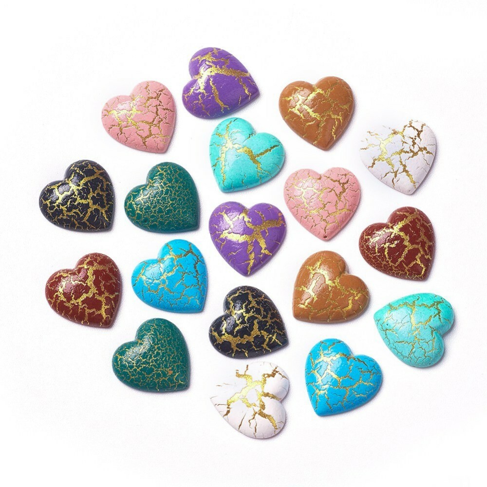 6 Heart Cabochons Flatbacks Resin Flat Back 12mm Valentines Jewelry Supply