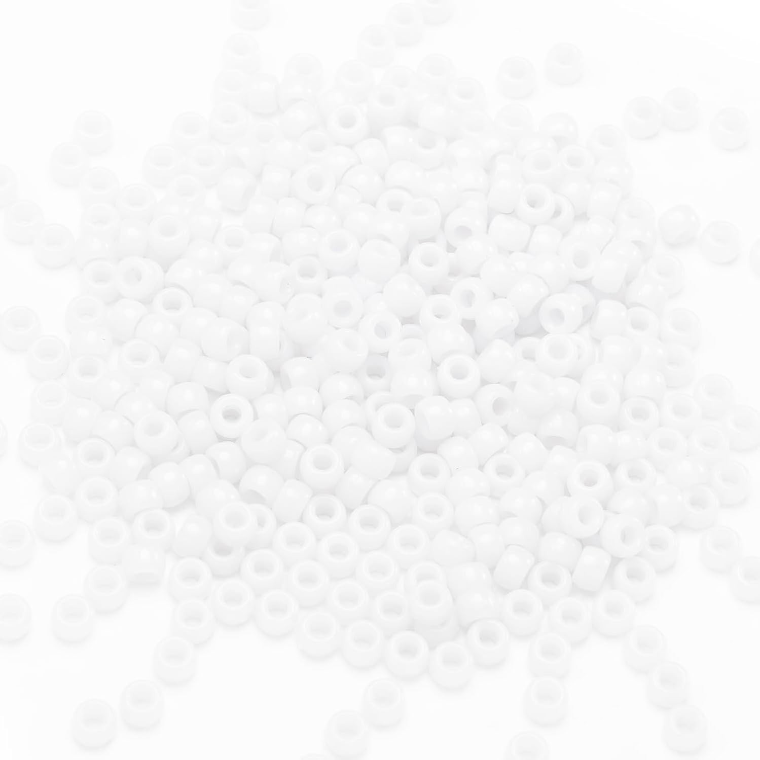 DIY Jewelry Essentials: 1000 Pcs White Acrylic Pony Beads, 6x9mm, Easy to Use