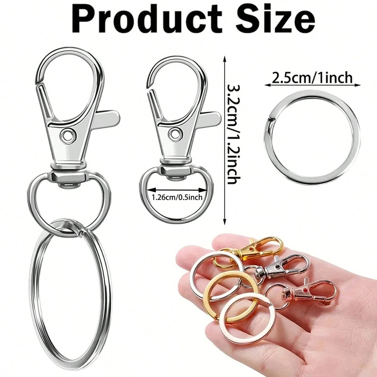 Lobster Claw Clasp with Key Rings Swivel Hooks Metal Keychain Snap Lanyard Clip
