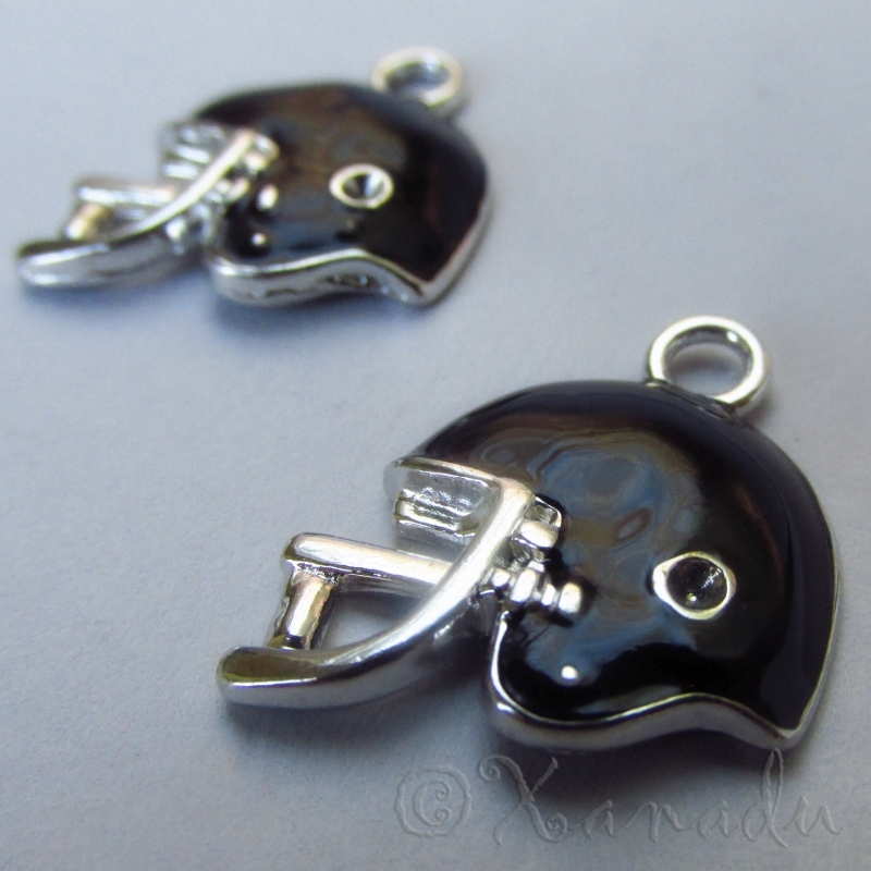 Football Helmet Wholesale Silver Plated Enamel Charms C5674 – 2, 5 Or 10PCs