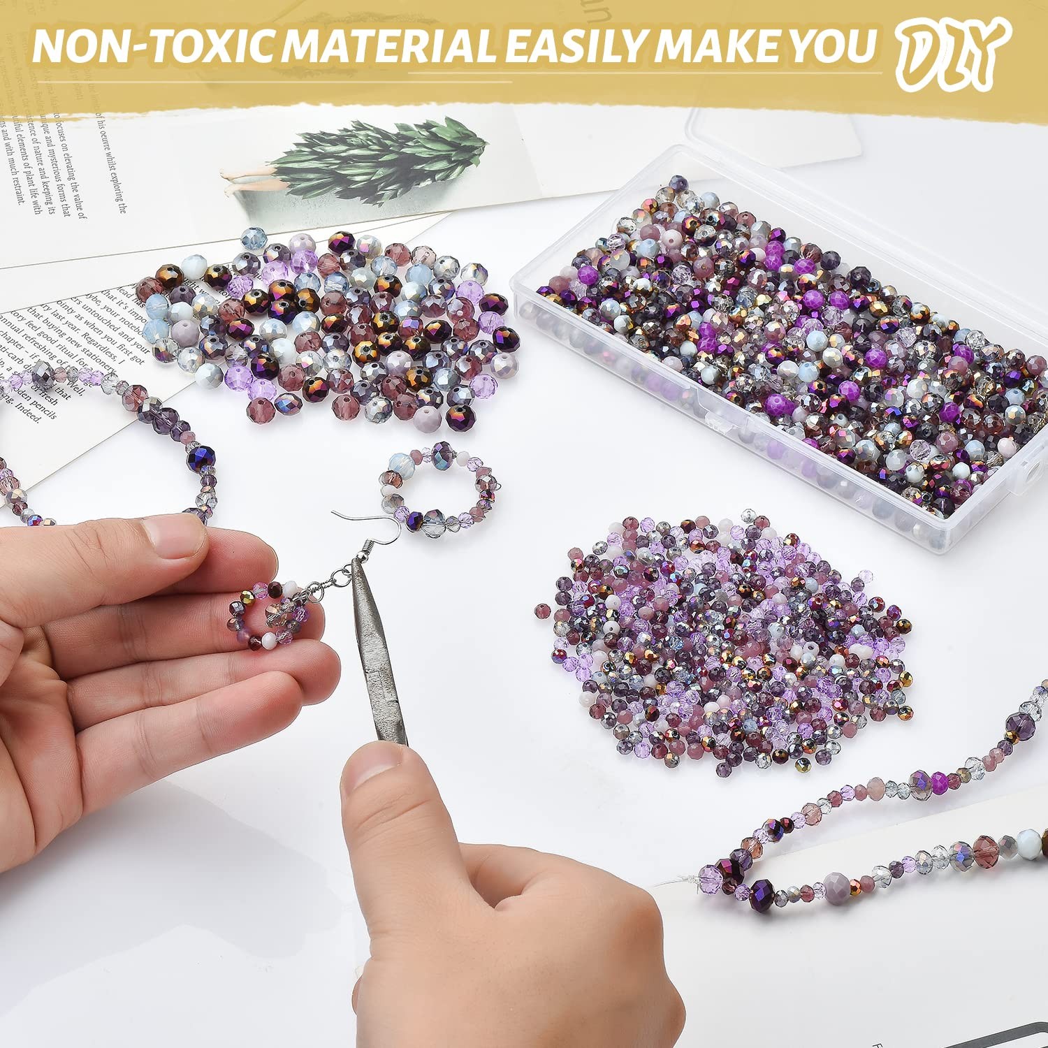 1000pcs Purple 4/6/8mm Crystal Glass Rondelle Faceted Beads for Jewelry Making
