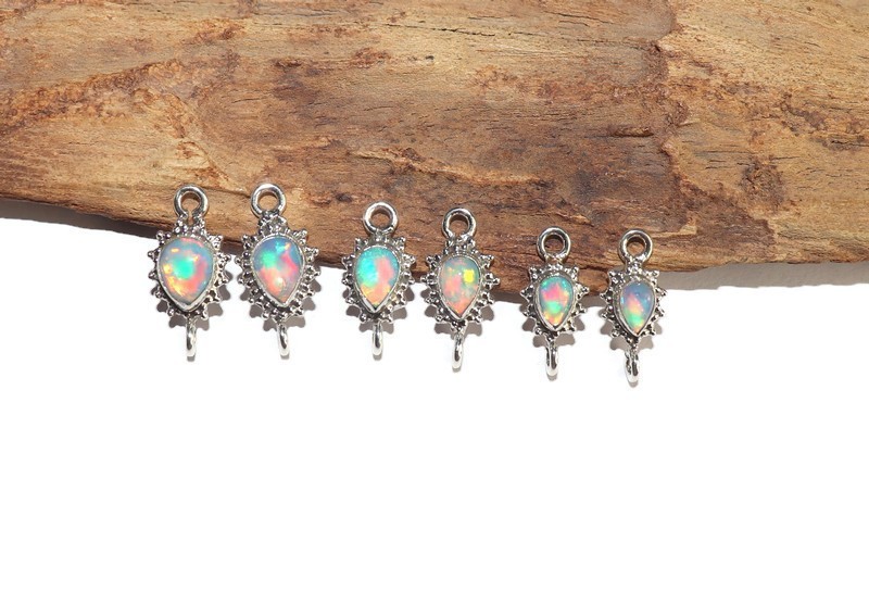 DIY opal supplies links sterling silver fire opal connector for jewelry making