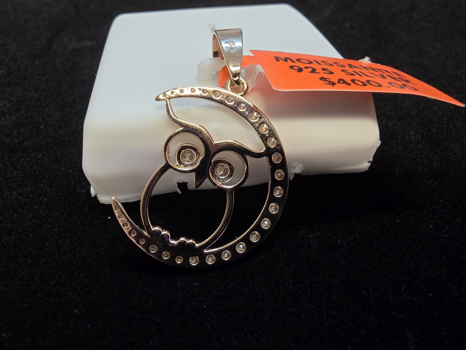 Owl Jewelry Pendant 1 ctw Moissanite 925 Sterling Silver