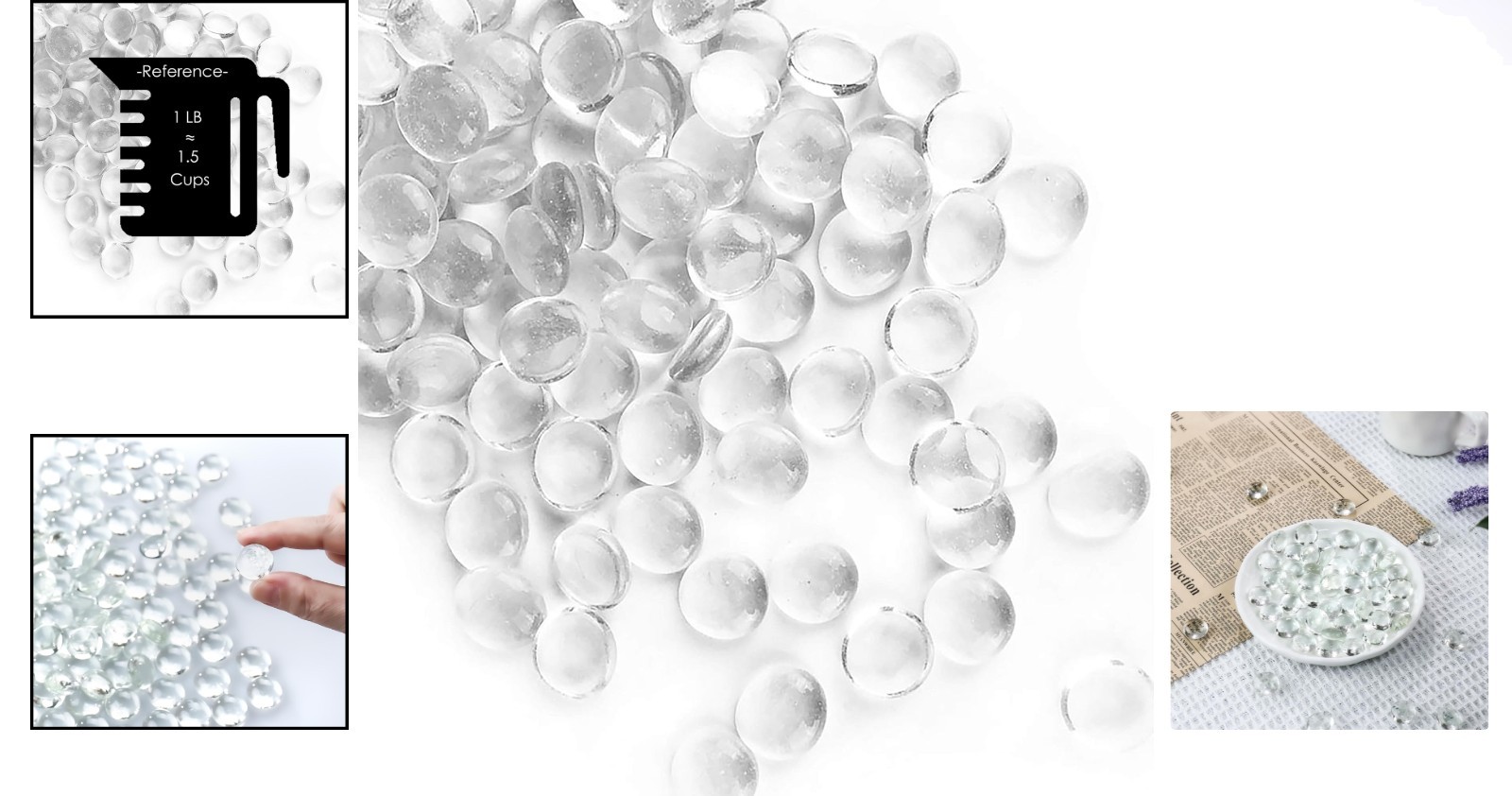 Artisan-Made Clear Glass Gemstone Beads – 1 LB for Mosaic & Aquarium Decoration