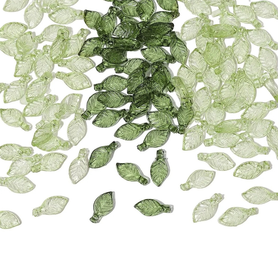 100pcs Acrylic Mini Tree Leaf Beads DIY Jewelry Making Necklace Earrings – NEW
