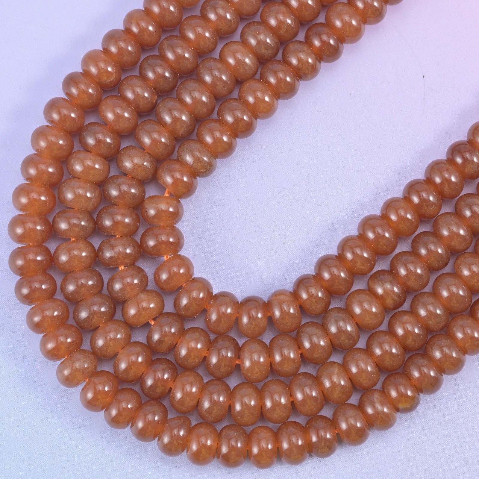 Caramel Color Dyed Jade Smooth Rondelle Beads Jewelry Making 5x8mm 15″ Strand