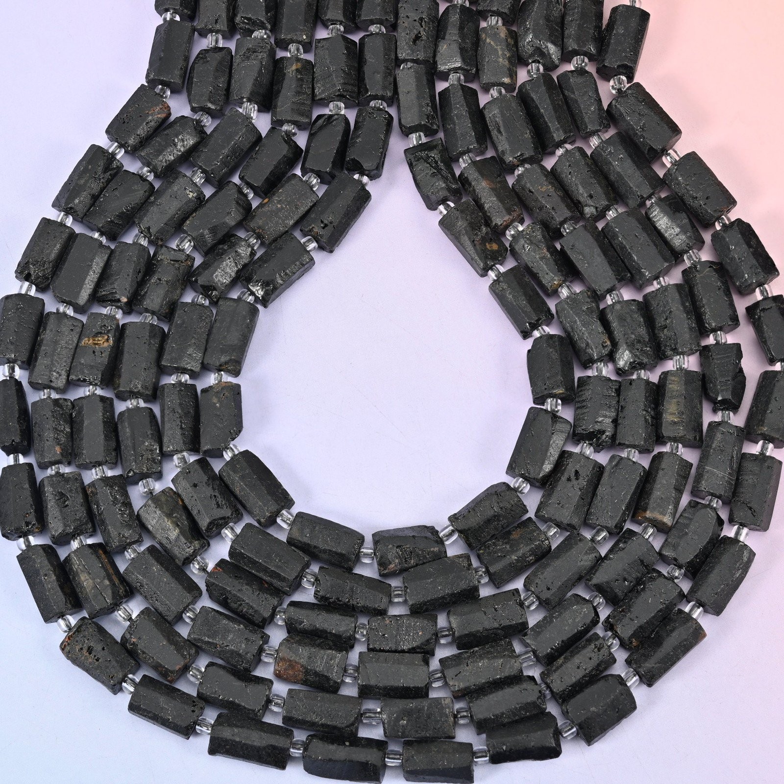 Raw Black Tourmaline Faceted Tube Beads Size 12x8mm Jewelry Making 15.5 Inch…