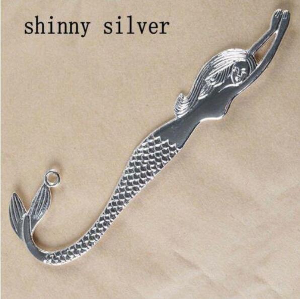 1pcs Tibetan Silver /Bronze /shinny silver Color 2sided crafted mermaid bookmark
