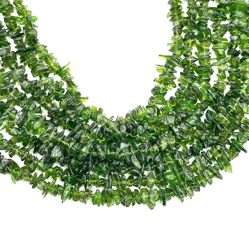 AAA Chrome Diopside Uncut Beads Strand, Chrome Diopside Chips Beads for Jewelry